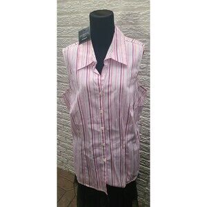 NWT George Women's Stretch Sleeveless Button Front Shirt Tank Top Size 18/20W